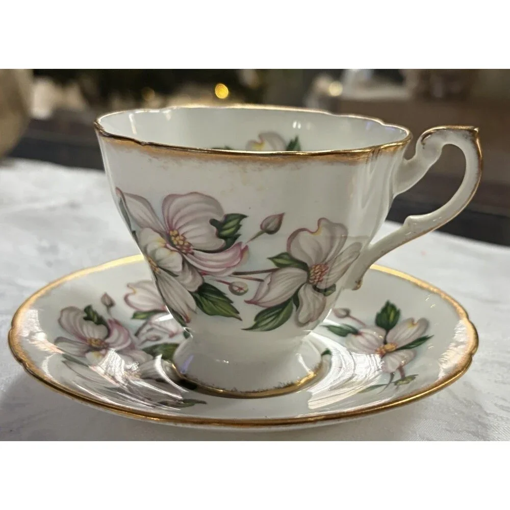Paragon China Cup & Saucer | Canadian Provincial Flowers | Dogwood Blossoms